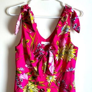 Bright Pink Floral Midi Dress